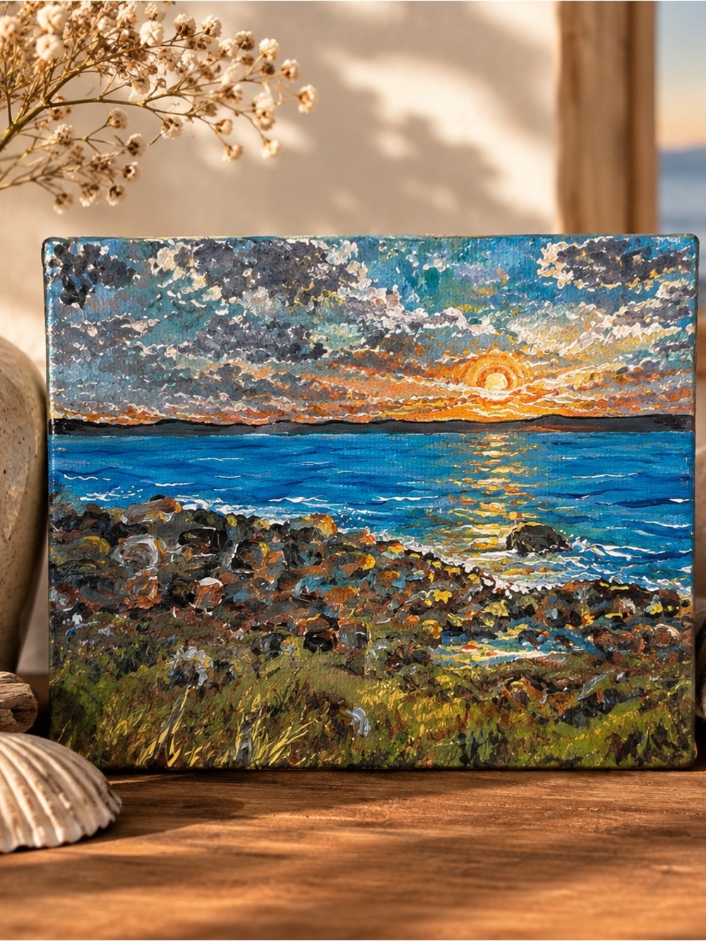 Original Acrylic Painting | 5x7 Coastal Seascape | Handmade art